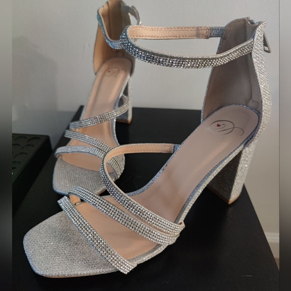 Shine And Glow Rhinestone Block Heels - Picture 3 of 5